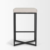 Mercana Frodo 26.5" Seat Height White Fabric Seat Black Metal Base Stool