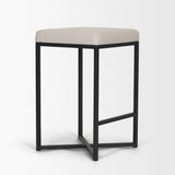 Mercana Frodo 26.5" Seat Height White Fabric Seat Black Metal Base Stool