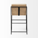 Mercana Stamford 36.5" Light Beige Upholstered Seat w/ Wood Back, Metal Frame Counter Stool