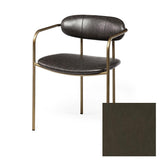 Mercana Parker Black Leather Seat Gold Metal Dining Chair