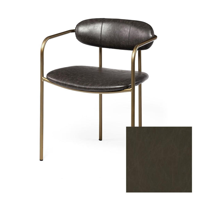 Mercana Parker Black Leather Seat Gold Metal Dining Chair