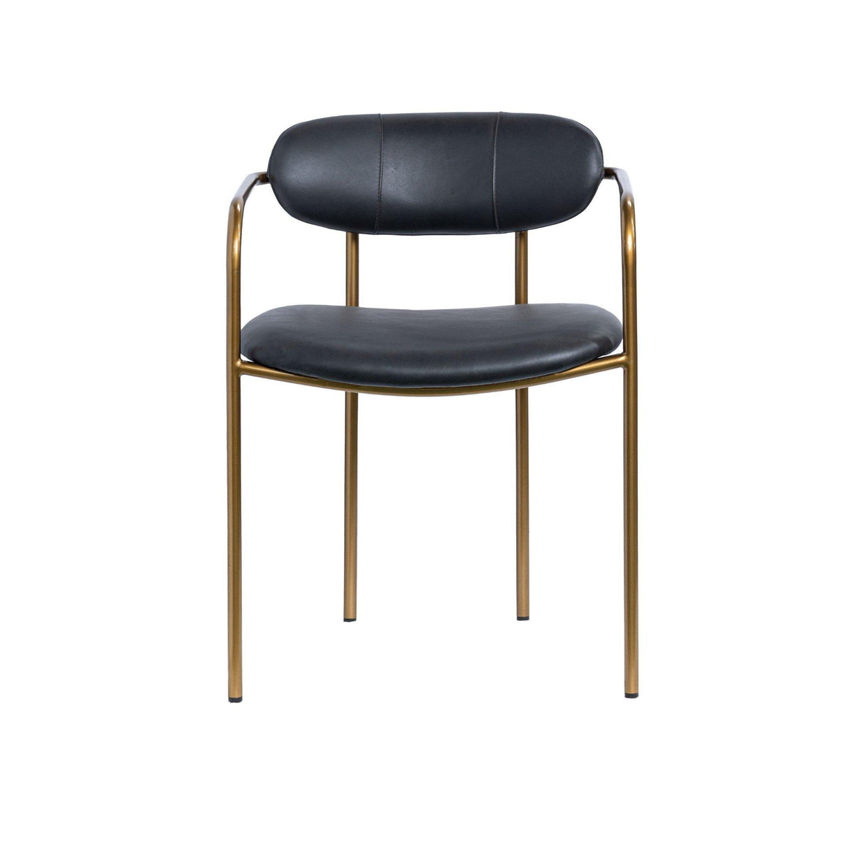Mercana Parker Black Leather Seat Gold Metal Dining Chair