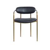 Mercana Parker Black Leather Seat Gold Metal Dining Chair