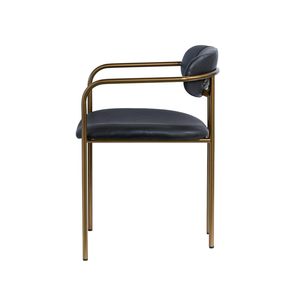 Mercana Parker Black Leather Seat Gold Metal Dining Chair