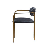 Mercana Parker Black Leather Seat Gold Metal Dining Chair