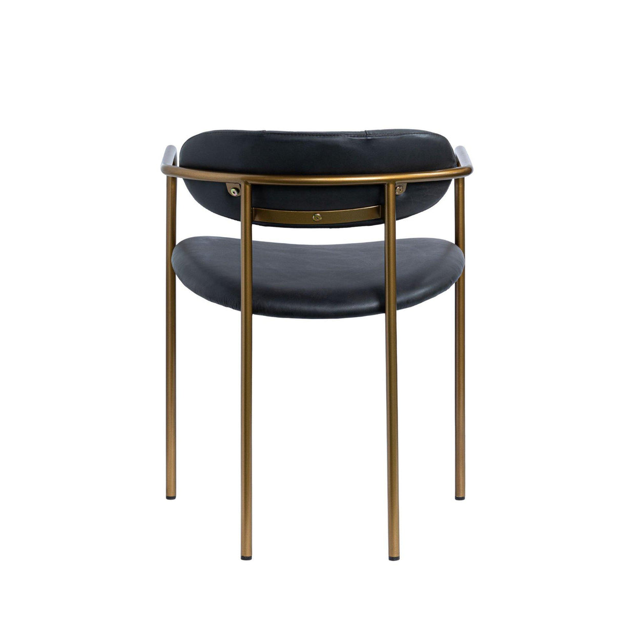 Mercana Parker Black Leather Seat Gold Metal Dining Chair