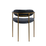Mercana Parker Black Leather Seat Gold Metal Dining Chair