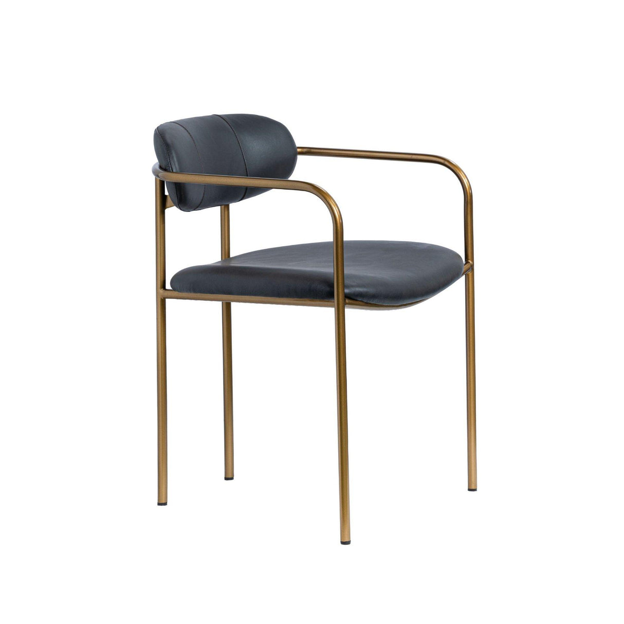Mercana Parker Black Leather Seat Gold Metal Dining Chair