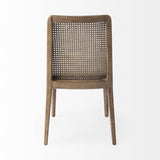 Mercana Clara Light Brown Beech Wood W/ Cream Fabric Seat and Cane Back Armless Dining Chair