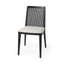 Mercana Clara Black Beech Wood W/ Cream Fabric Seat and Cane Back Armless Dining Chair