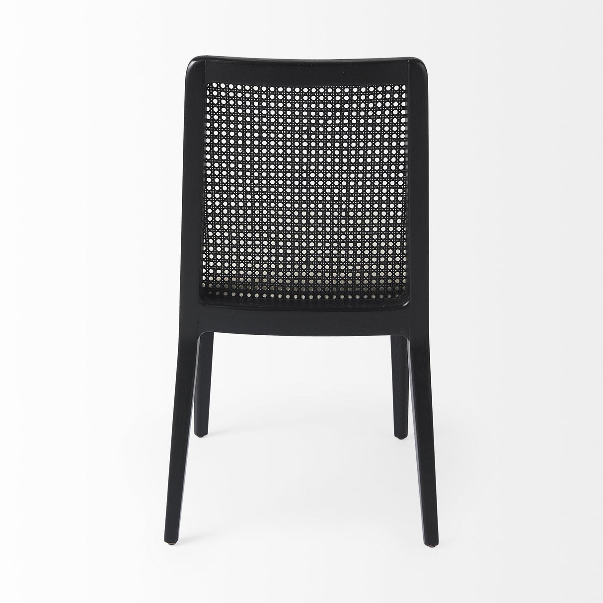 Mercana Clara Black Beech Wood W/ Cream Fabric Seat and Cane Back Armless Dining Chair