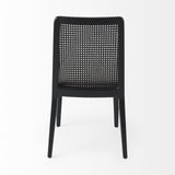 Mercana Clara Black Beech Wood W/ Cream Fabric Seat and Cane Back Armless Dining Chair