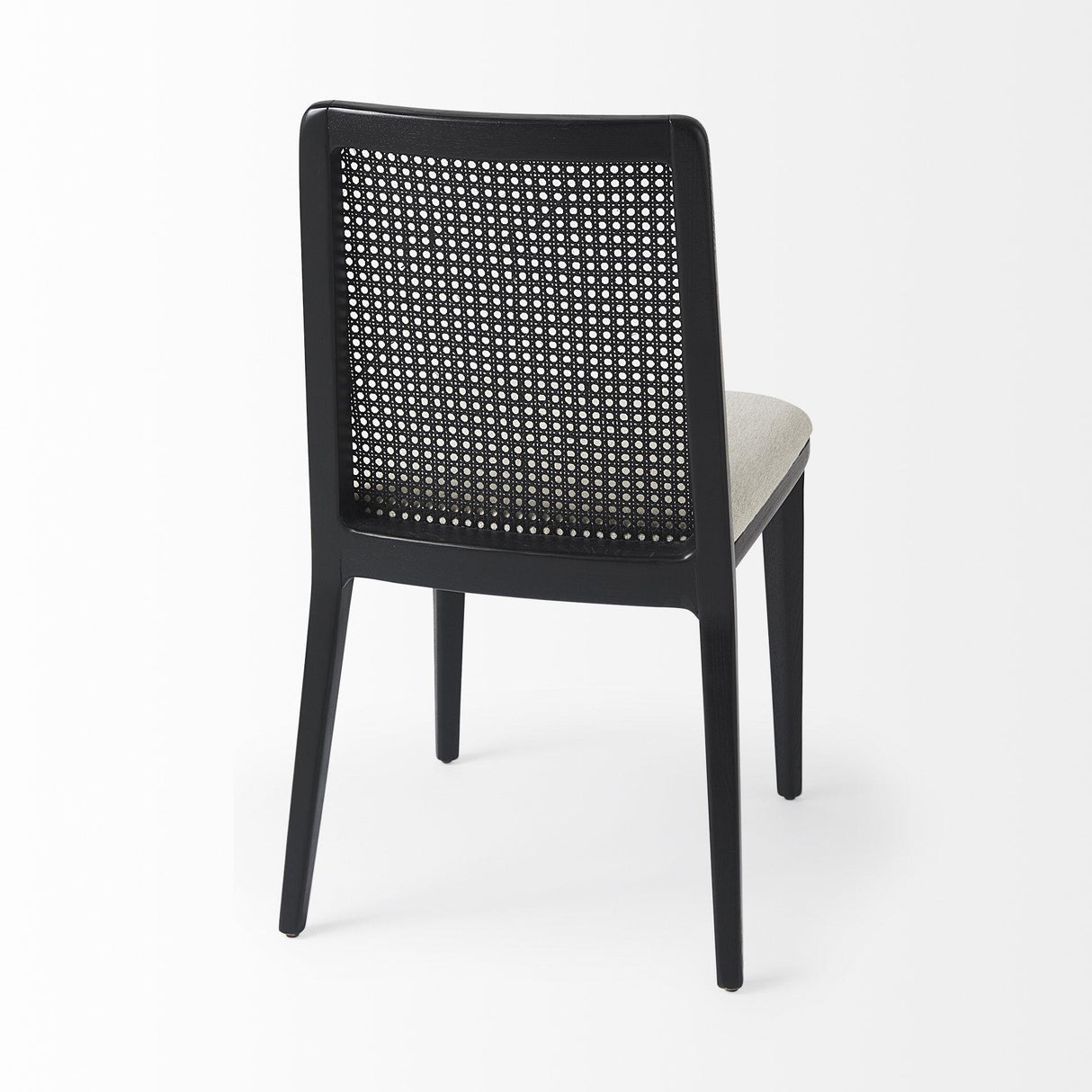 Mercana Clara Black Beech Wood W/ Cream Fabric Seat and Cane Back Armless Dining Chair