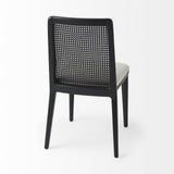 Mercana Clara Black Beech Wood W/ Cream Fabric Seat and Cane Back Armless Dining Chair