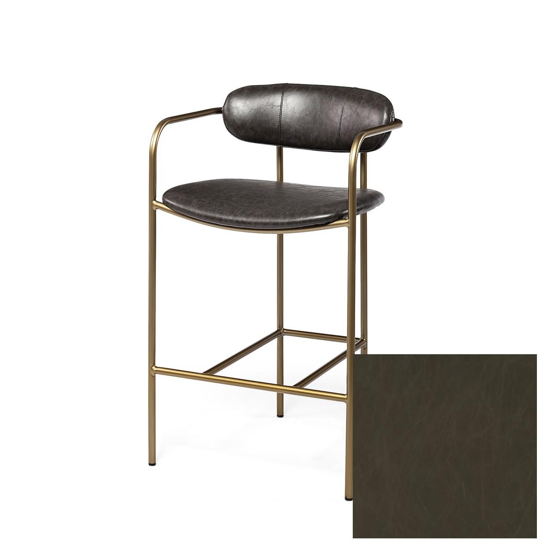 Mercana Parker Black Leather Seat Gold Metal Counter Stool