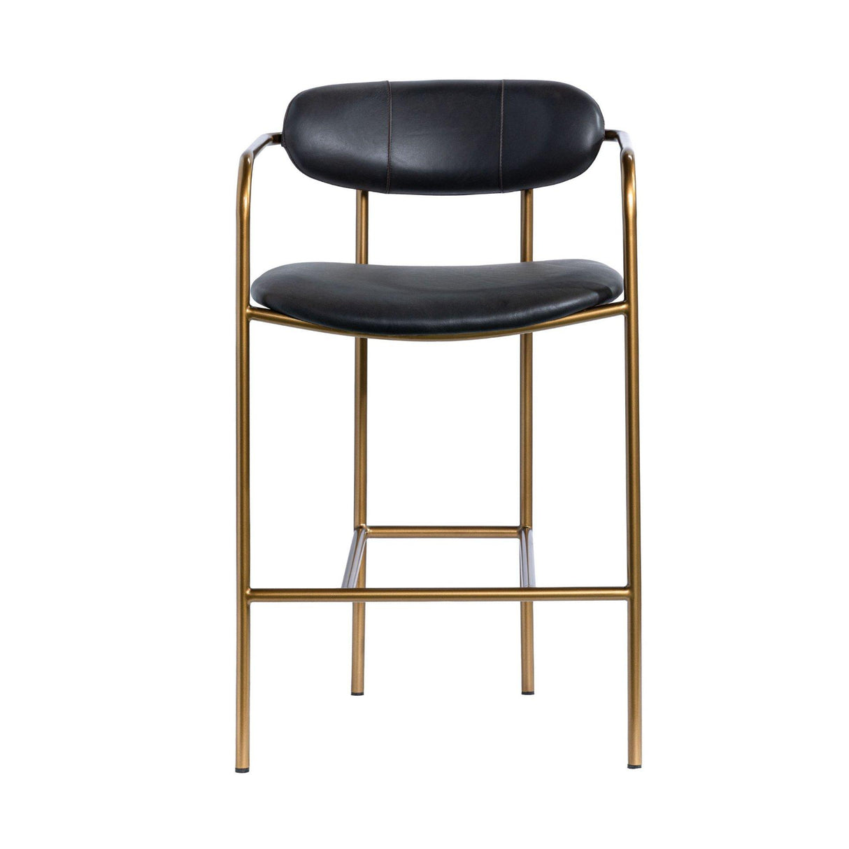 Mercana Parker Black Leather Seat Gold Metal Counter Stool