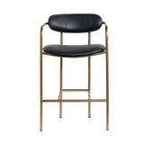 Mercana Parker Black Leather Seat Gold Metal Counter Stool