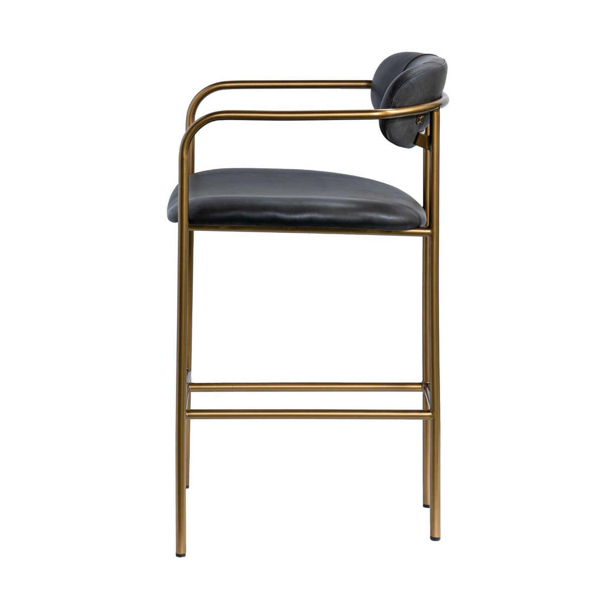 Mercana Parker Black Leather Seat Gold Metal Counter Stool