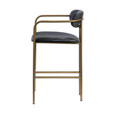 Mercana Parker Black Leather Seat Gold Metal Counter Stool