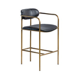 Mercana Parker Black Leather Seat Gold Metal Counter Stool