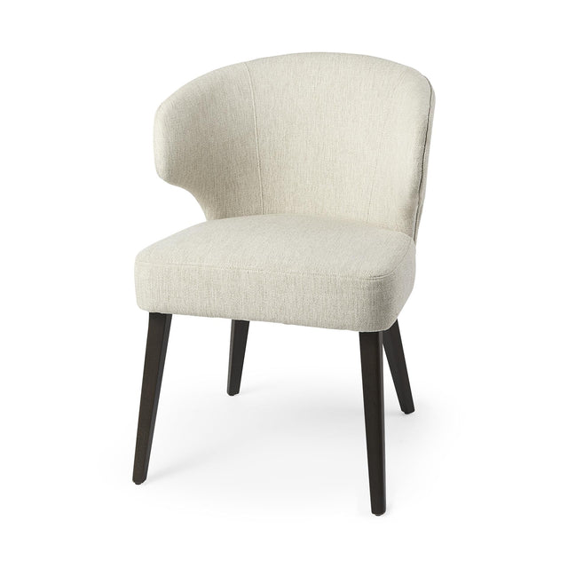 Mercana Niles 22.5L x 24.5W x 32H Cream Fabric Seat W/ Dark Brown Wooden Legs Wingback Dining Chair
