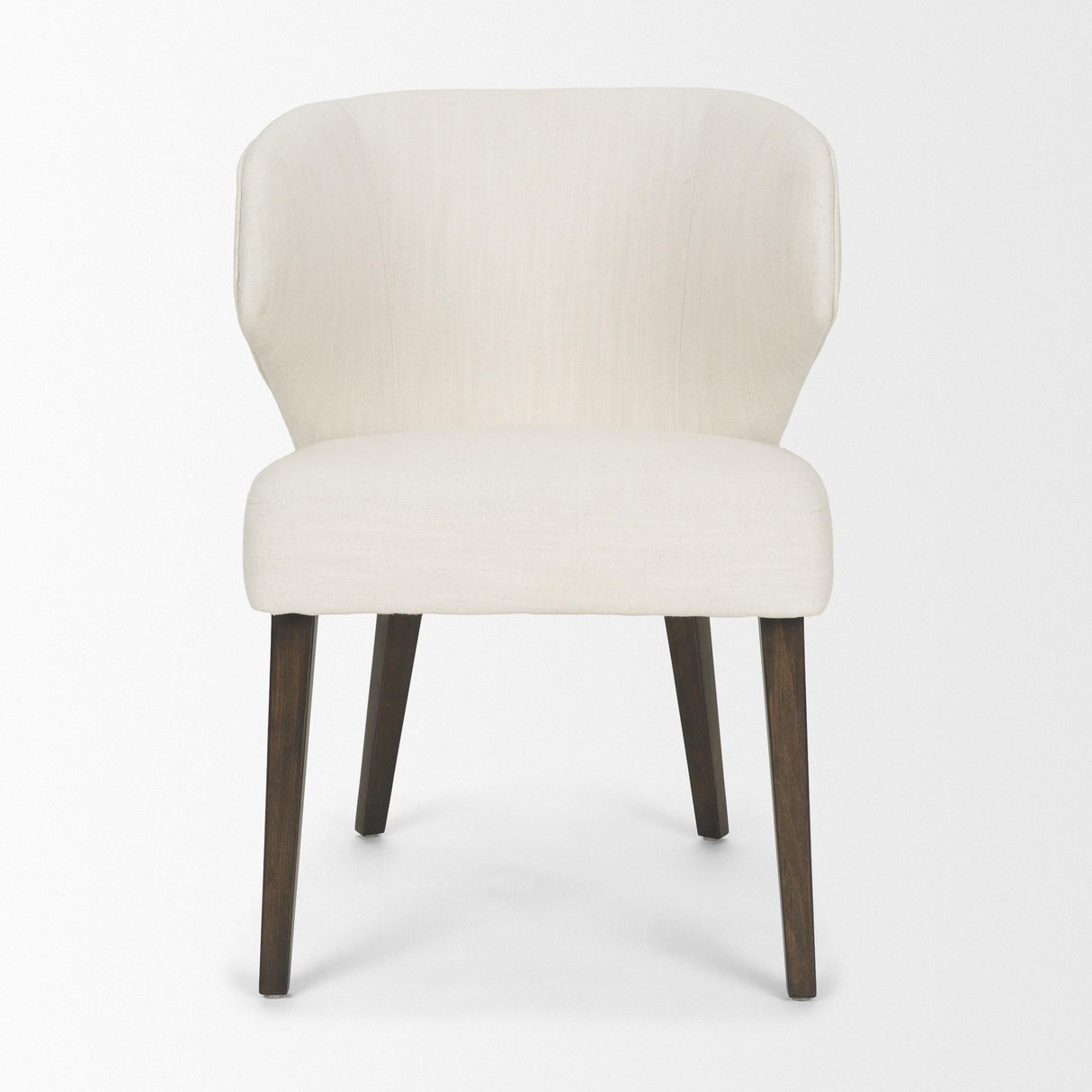 Mercana Niles 22.5L x 24.5W x 32H Cream Fabric Seat W/ Dark Brown Wooden Legs Wingback Dining Chair
