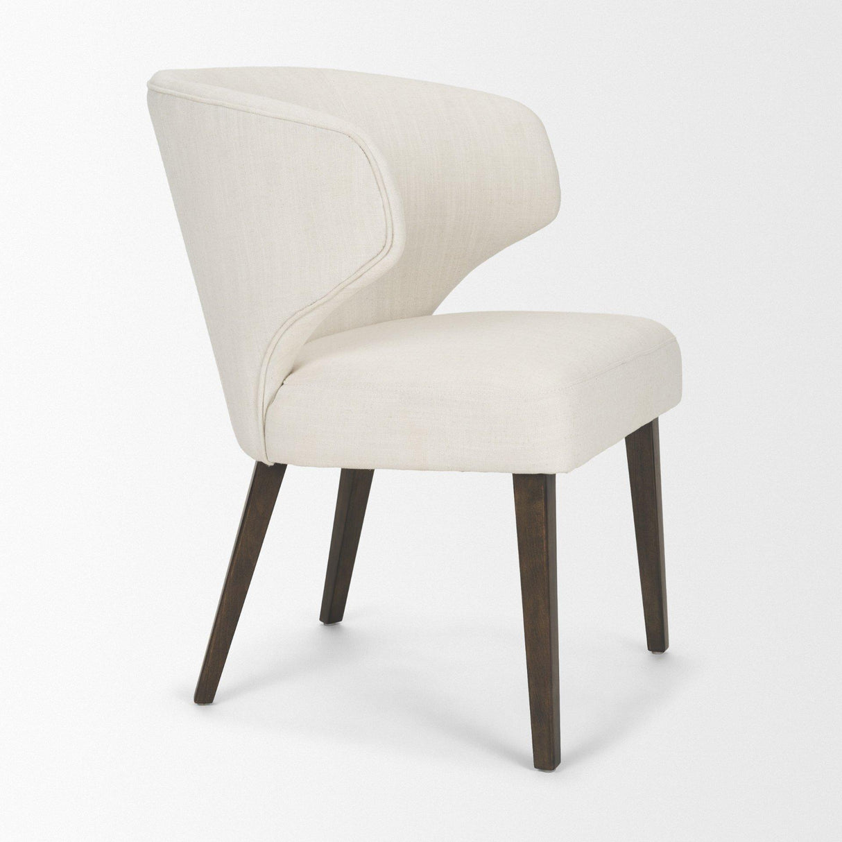 Mercana Niles 22.5L x 24.5W x 32H Cream Fabric Seat W/ Dark Brown Wooden Legs Wingback Dining Chair