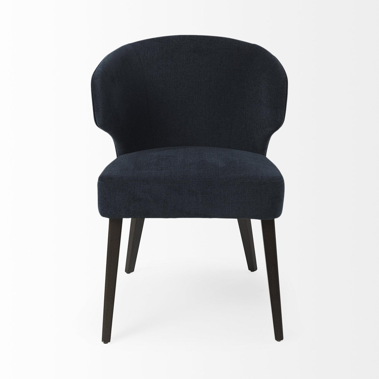 Mercana Niles 23.5L x 24W x 32H Navy Fabric Seat W/ Dark Brown Wooden Legs Wingback Dining Chair (Andes 600)