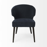Mercana Niles 23.5L x 24W x 32H Navy Fabric Seat W/ Dark Brown Wooden Legs Wingback Dining Chair (Andes 600)