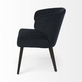 Mercana Niles 23.5L x 24W x 32H Navy Fabric Seat W/ Dark Brown Wooden Legs Wingback Dining Chair (Andes 600)