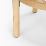 Mercana Weslyn Solid Light Brown Wood and Glass Top w/ Cane Side Table