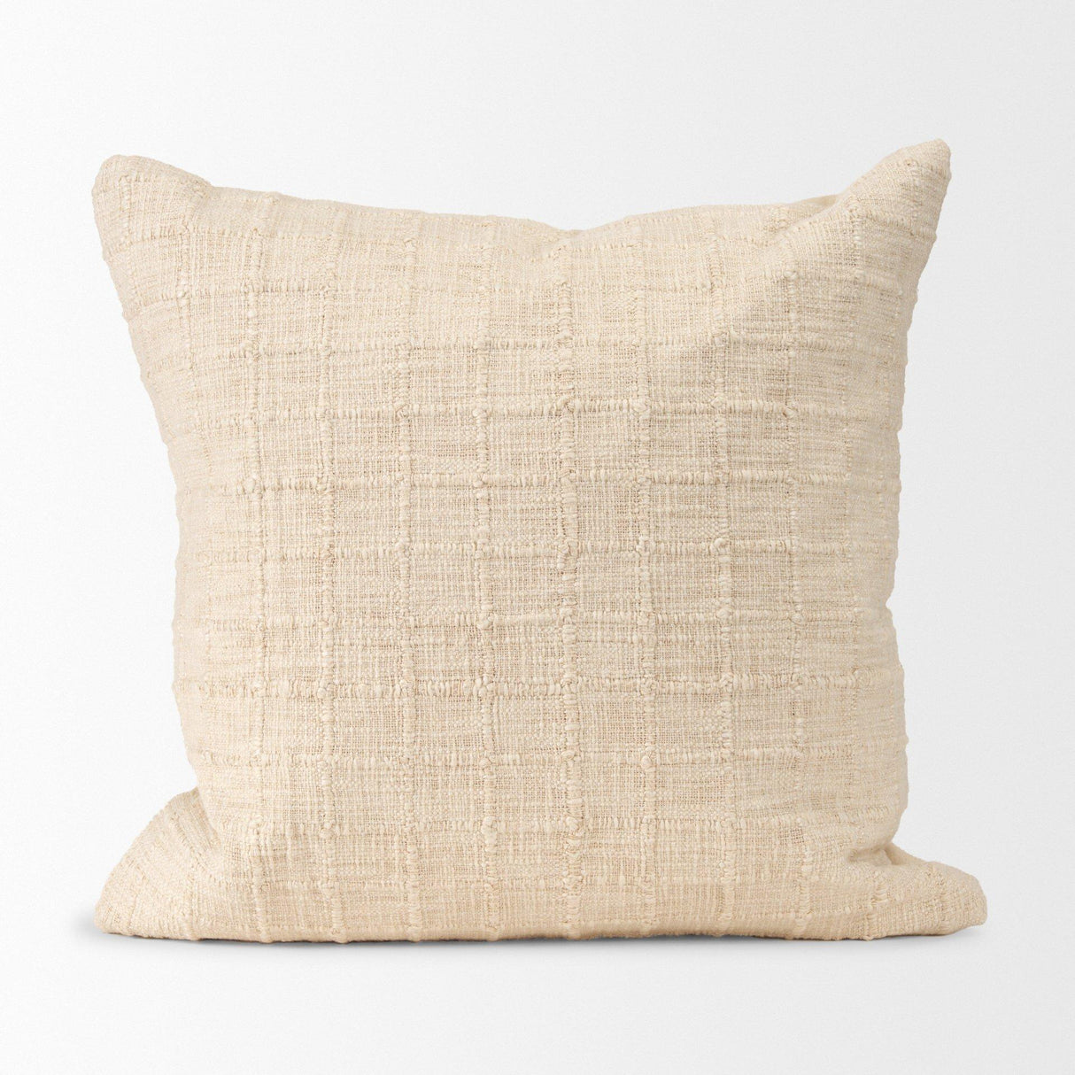 Mercana Jacory Cream Checker Textured Decorative Square Pillow Cover