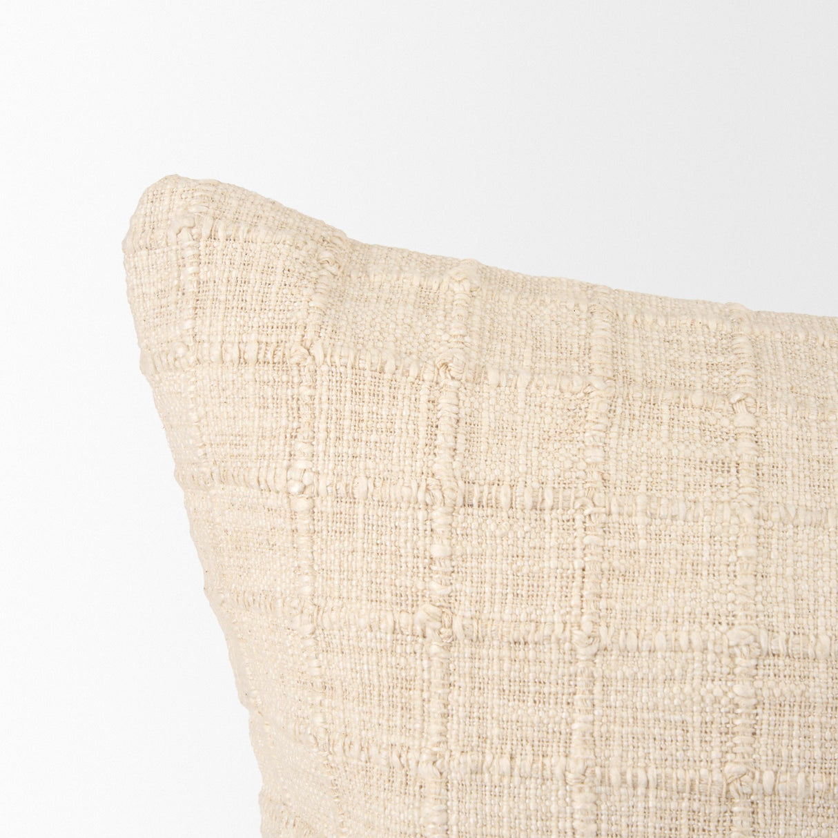 Mercana Jacory Cream Checker Textured Decorative Square Pillow Cover