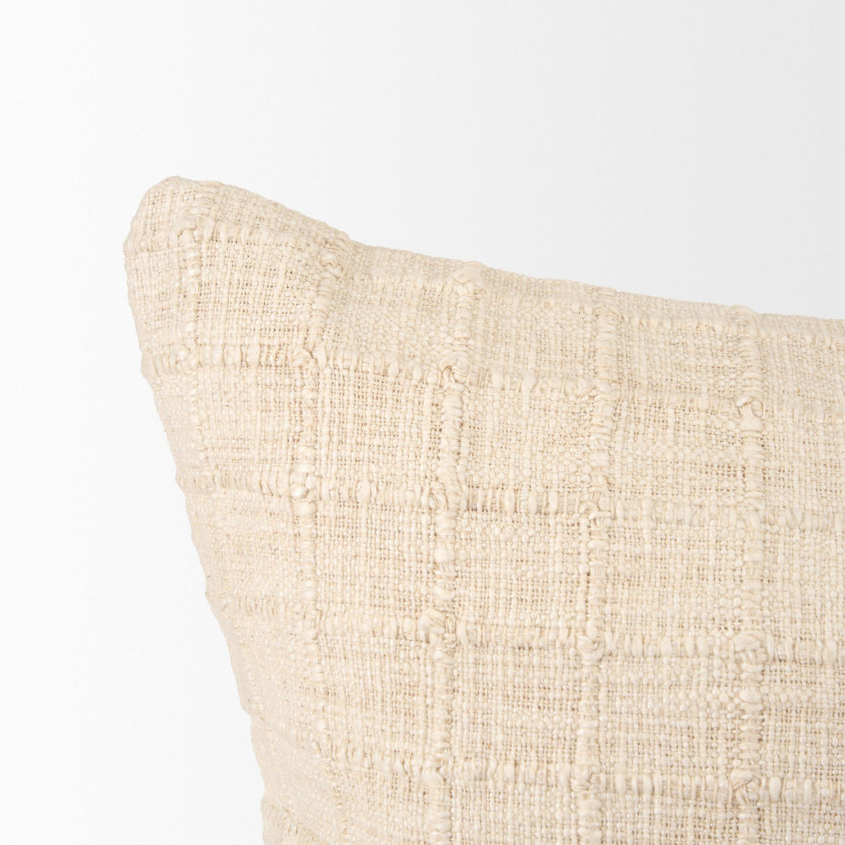 Mercana Jacory Cream Checker Textured Decorative Lumbar Pillow Cover