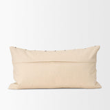 Mercana Jaela Beige and Black Striped Checkered Decorative Lumbar Pillow Cover