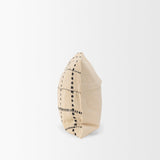 Mercana Jaela Beige and Black Striped Checkered Decorative Lumbar Pillow Cover