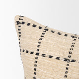 Mercana Jaela Beige and Black Striped Checkered Decorative Lumbar Pillow Cover