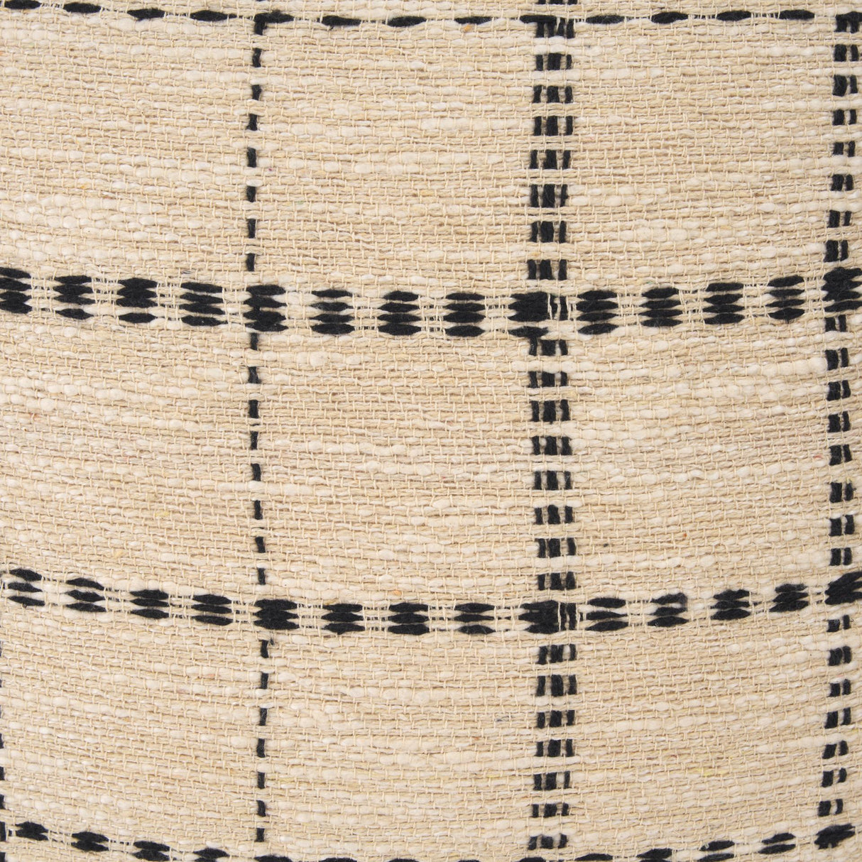 Mercana Jaela Beige and Black Striped Checkered Decorative Lumbar Pillow Cover