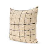 Mercana Jaela Beige and Black Striped Checkered Decorative Square Pillow Cover