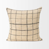 Mercana Jaela Beige and Black Striped Checkered Decorative Square Pillow Cover