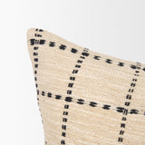 Mercana Jaela Beige and Black Striped Checkered Decorative Square Pillow Cover