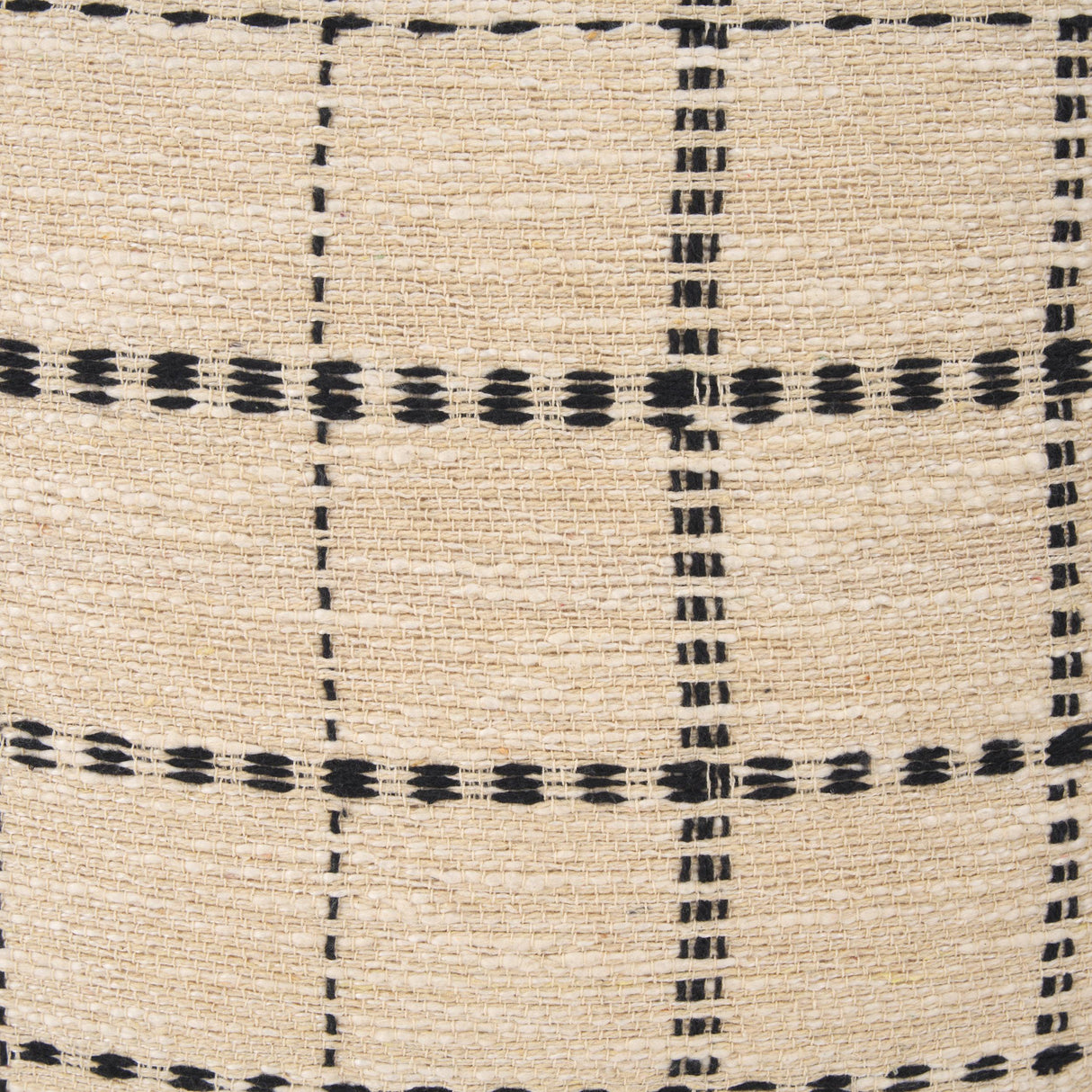 Mercana Jaela Beige and Black Striped Checkered Decorative Square Pillow Cover