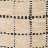 Mercana Jaela Beige and Black Striped Checkered Decorative Square Pillow Cover