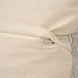 Mercana Jaxon Beige and Black Striped Cotton-Linen Decorative Square Pillow Cover