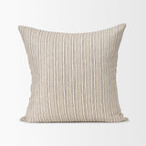 Mercana Jaxon Beige and Black Striped Cotton-Linen Decorative Square Pillow Cover