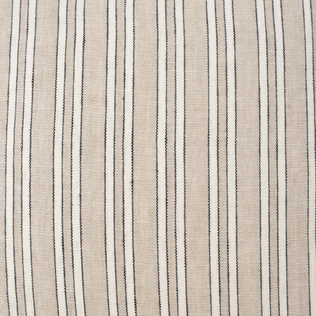 Mercana Jaxon Beige and Black Striped Cotton-Linen Decorative Square Pillow Cover