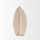 Mercana Jensen Beige and Gray Plaid Cotton-Linen Decorative Square Pillow Cover