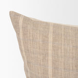 Mercana Jensen Beige and Gray Plaid Cotton-Linen Decorative Square Pillow Cover