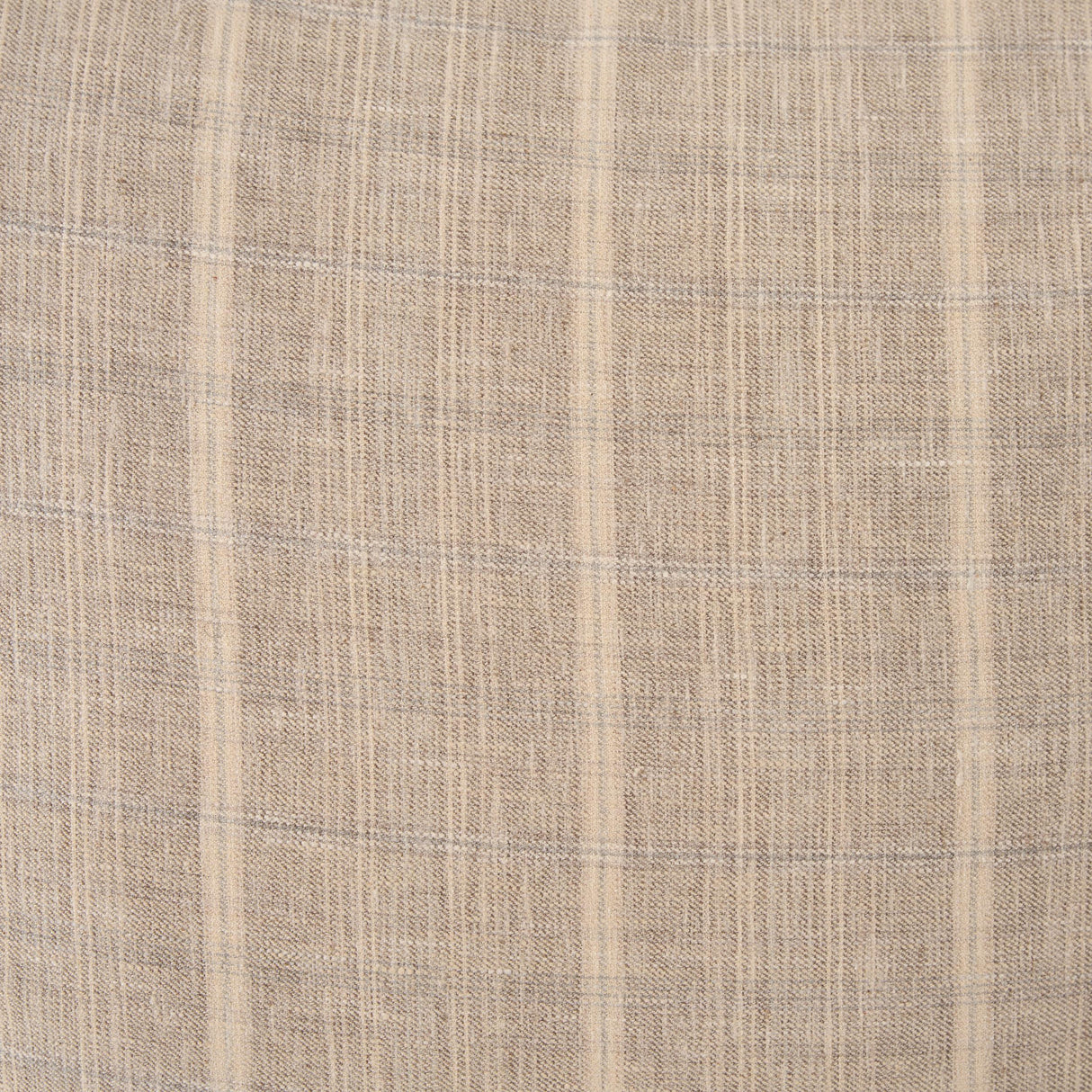 Mercana Jensen Beige and Gray Plaid Cotton-Linen Decorative Square Pillow Cover