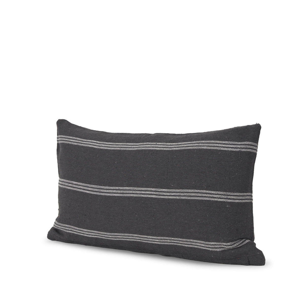 Mercana Jayme Gray and White Striped Cotton Decorative Lumbar Pillow Cover